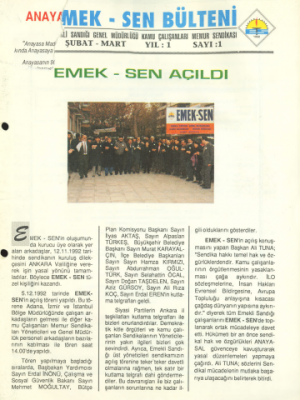 MART 1993 EMEK SEN BÜLTENİ